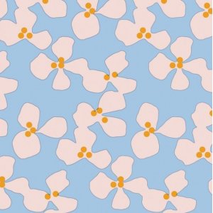 Wachstuch Mohn - Hellblau