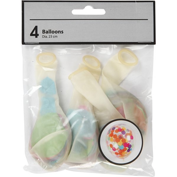 Luftballons mit Konfetti - transparent - Ø23 cm - 4 Stk Luftballons mit Konfetti - transparent - Ø23 cm - 4 Stk