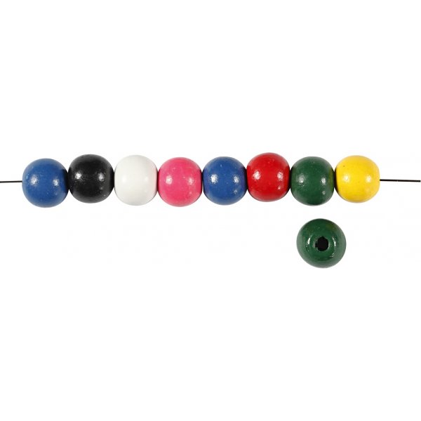 Holzperlen - rund - gemischte Farben - 22 g Holzperlen - rund - gemischte Farben - 22 g