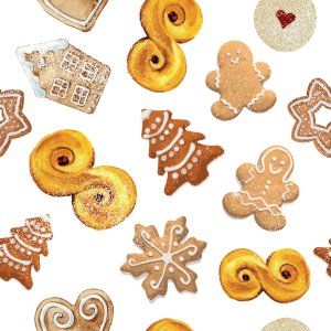 Gemusterte Weihnachtspl�tzchen aus Jersey - Wei�