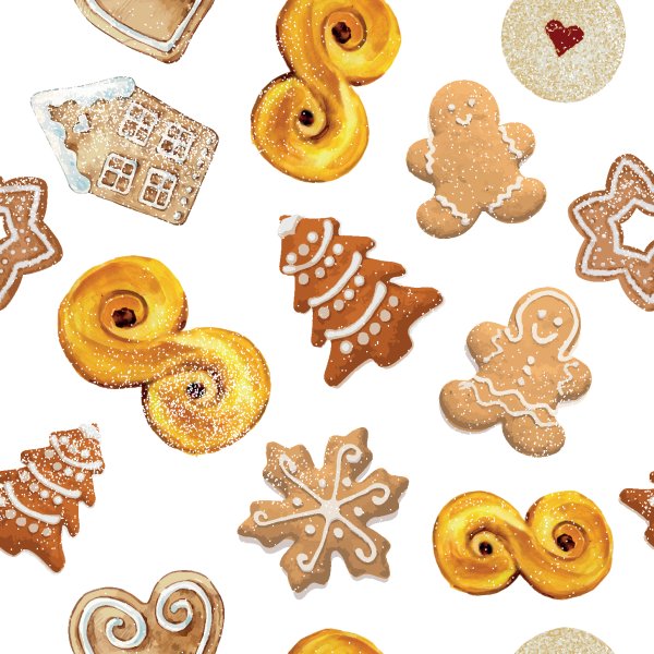 Gemusterte Weihnachtspl�tzchen aus Jersey - Wei�