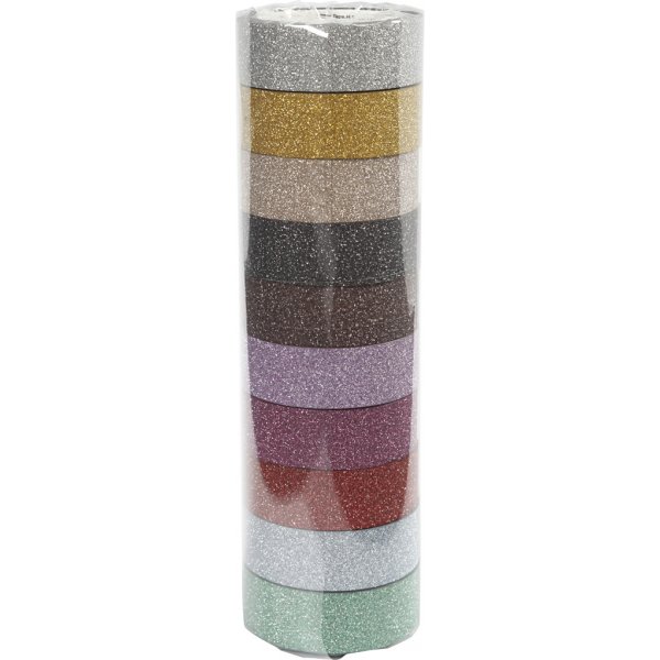 Glitzerband/Washiteband - gemischte Farben - 10 x 6 m Glitzerband/Washiteband - gemischte Farben - 10 x 6 m