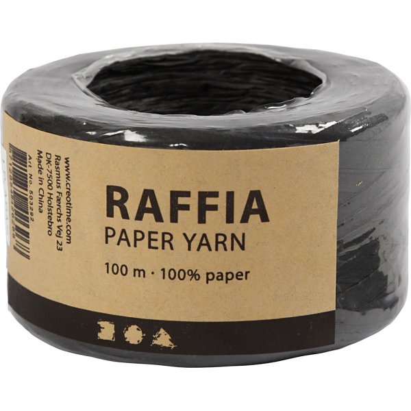 Raffia-Papiergarn - Schwarz - 100 m Raffia-Papiergarn - Schwarz - 100 m