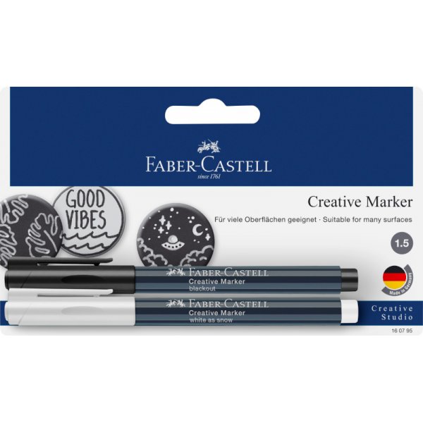Faserstift-Set - Faber-Castell - Kreativmarker - Wei und Schwarz