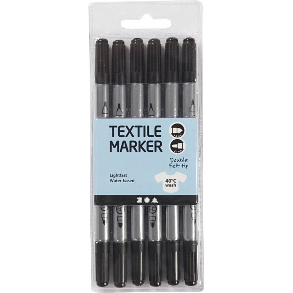 Textilmarker - schwarz - 6 Stk Textilmarker - schwarz - 6 Stk