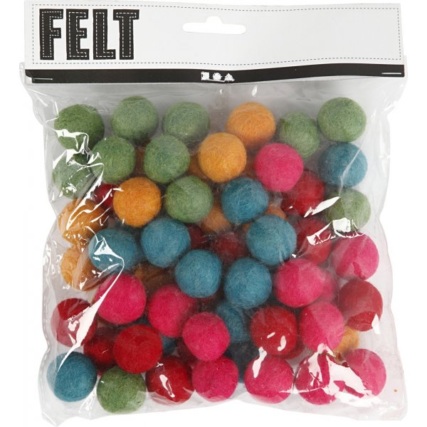 Wollperlen - kräftige Farben - 64 Stk Wollperlen - kräftige Farben - 64 Stk