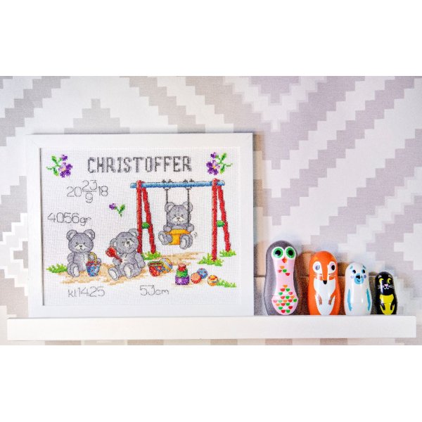 Stickset Geburtshoroskop - die Teddybren