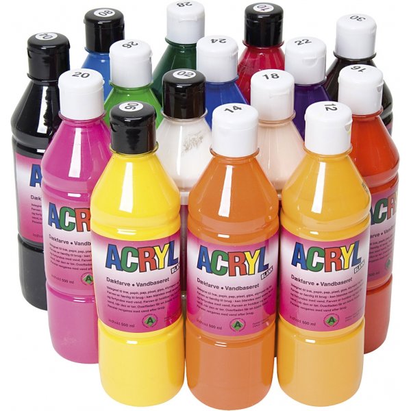 Acrylfarbe - Grundfarben - 15x500 ml Acrylfarbe - Grundfarben - 15x500 ml
