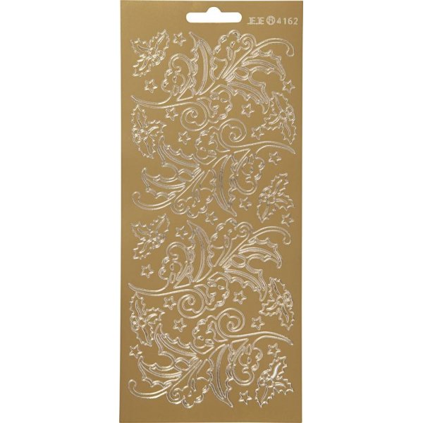 Aufkleber - Gold - Stechpalme - 10 x 23 cm