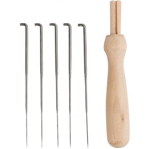 Filznadelhalter aus Holz mit 5 Zwischennadeln Filznadelhalter aus Holz mit 5 Zwischennadeln