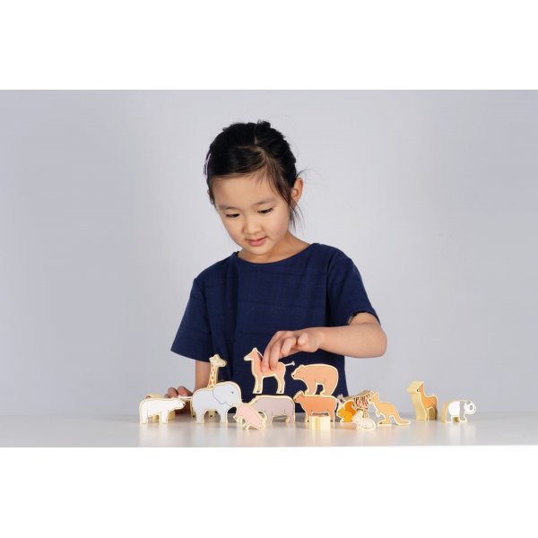 Stapelbare Tiere aus Holz 16 Stk Stapelbare Tiere aus Holz 16 Stk