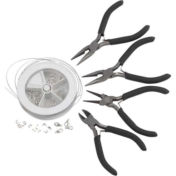 Schmuck-Starterset mit Werkzeugen - versilbert Schmuck-Starterset mit Werkzeugen - versilbert