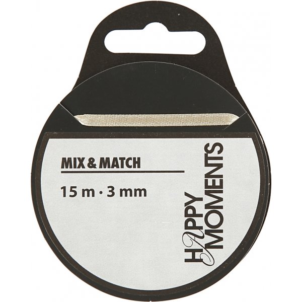 Satinband - gebrochenes Weiß - B3 mm - 15 m Satinband - gebrochenes Weiß - B3 mm - 15 m