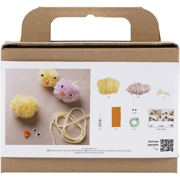 Mini DIY Kit Pompom, gemischte Farben, Hühner Mini DIY Kit Pompom, gemischte Farben, Hühner