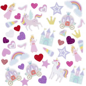 Schaumstoffaufkleber Herz Prinzessin Einhorn 13-50 mm Lila/Rosa 150 Stück Schaumstoffaufkleber Herz Prinzessin Einhorn 13-50 mm Lila/Rosa 150 Stück