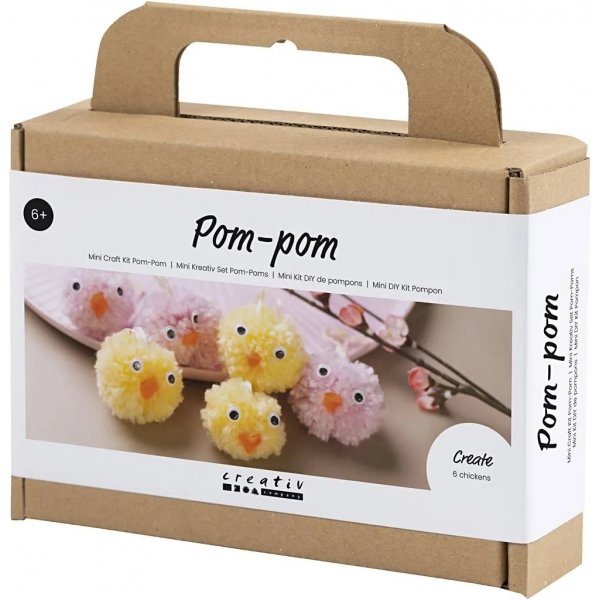 Mini DIY Kit Pompom, gemischte Farben, Hühner Mini DIY Kit Pompom, gemischte Farben, Hühner