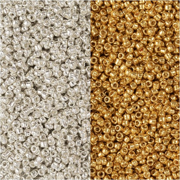 Rocailleperlen - Gold - Silber - 2 x 7 g