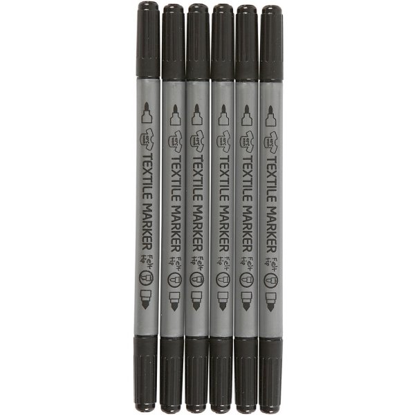 Textilmarker - schwarz - 6 Stk Textilmarker - schwarz - 6 Stk