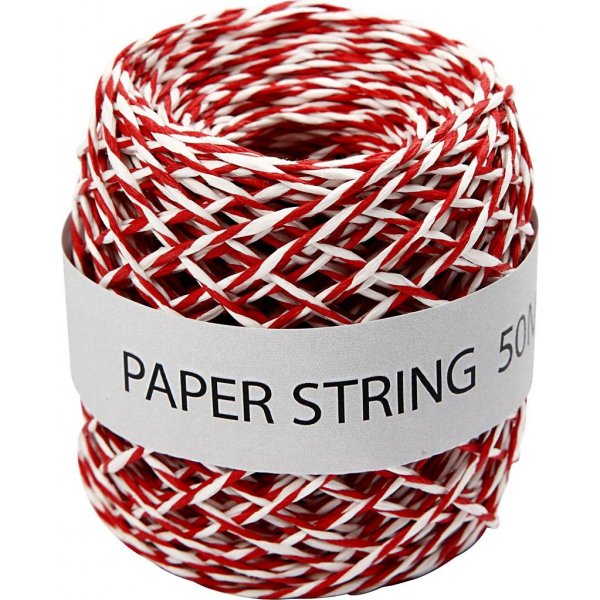 Papierschnur - rot/wei - 50 m