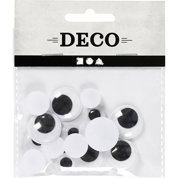 Bewegliche Augen - nicht klebend - Ø12+14+20 mm - 18 Stk Bewegliche Augen - nicht klebend - Ø12+14+20 mm - 18 Stk