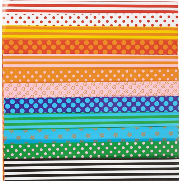 Glanzpapier - gemischte Farben - gemustert - 100 Blatt