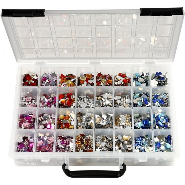 Strasssteine - gemischte Farben - Ø6-16 mm - 32 x 360 Stk Strasssteine - gemischte Farben - Ø6-16 mm - 32 x 360 Stk