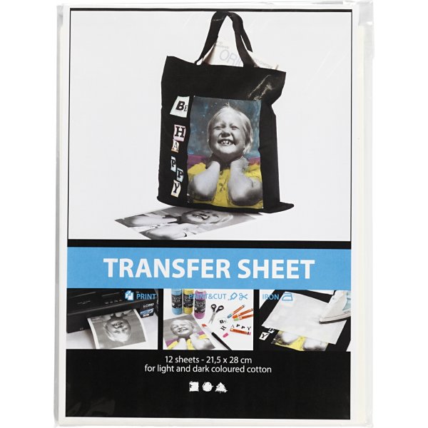Transferfolie - wei� - f�r helle und dunkle Textilien - 12 Blatt