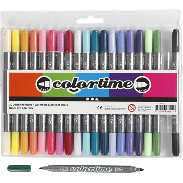Colortime Doppelmarker - Komplementärfarben - 20 Stk Colortime Doppelmarker - Komplementärfarben - 20 Stk