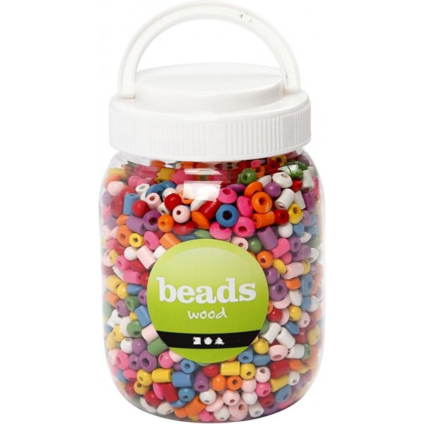 Holzperlen - gemischte Farben und Größen - 400 ml Holzperlen - gemischte Farben und Größen - 400 ml