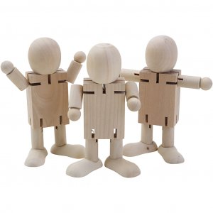 Holzfiguren mit beweglichen Gelenken, 10,3 x 11 cm, 12 Stück Holzfiguren mit beweglichen Gelenken, 10,3 x 11 cm, 12 Stück