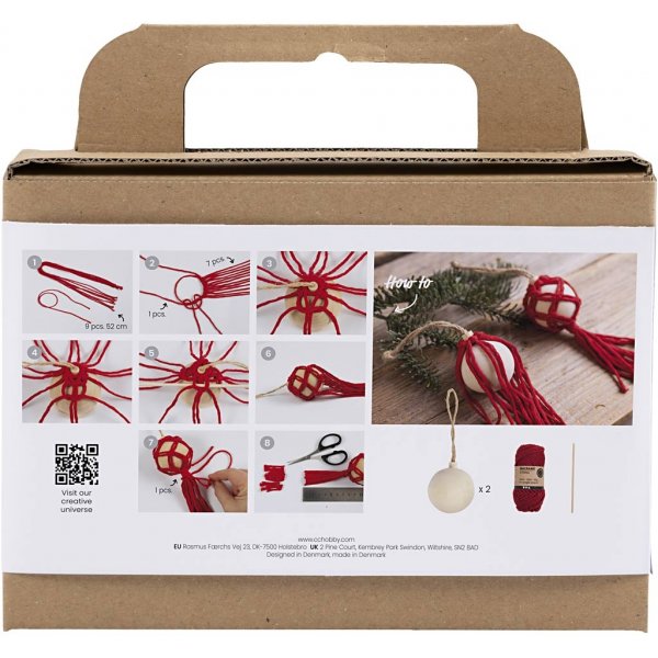 DIY Kit Christbaumkugeln - Weihnachten rot - Makramee DIY Kit Christbaumkugeln - Weihnachten rot - Makramee