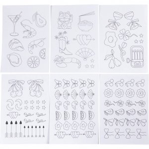 Wasserlösliche Stickvorlagen, dekorative Motive, A5, 6 Blatt Wasserlösliche Stickvorlagen, dekorative Motive, A5, 6 Blatt