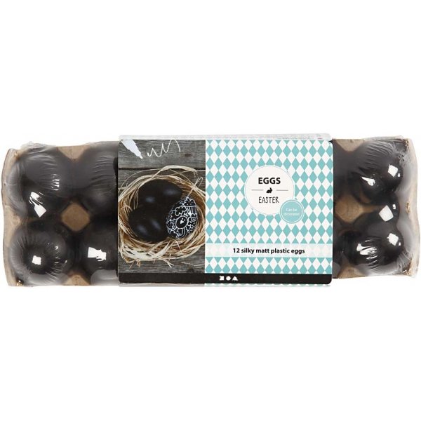 Plastikeier - schwarz - 12 Stk Plastikeier - schwarz - 12 Stk