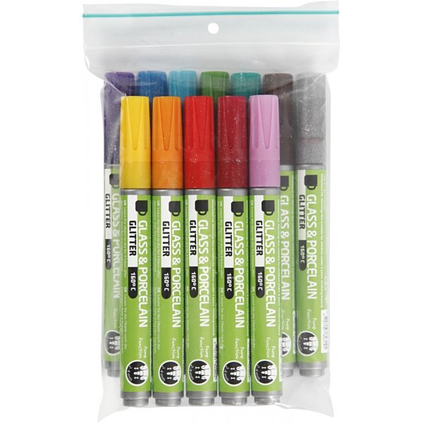 Glas- und Porzellanmarker - gemischte Farben - halbdeckend - 2-4 mm - 12 Stk Glas- und Porzellanmarker - gemischte Farben - halbdeckend - 2-4 mm - 12 Stk