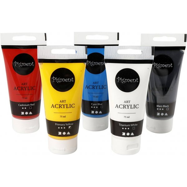 Pigment Art Acrylic - Mischfarben - Grundfarben - seidenmatt - 5 x 75 ml Pigment Art Acrylic - Mischfarben - Grundfarben - seidenmatt - 5 x 75 ml