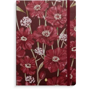 Notizbuch Deluxe A5, bordeauxrot, geblümt, liniert Notizbuch Deluxe A5, bordeauxrot, geblümt, liniert