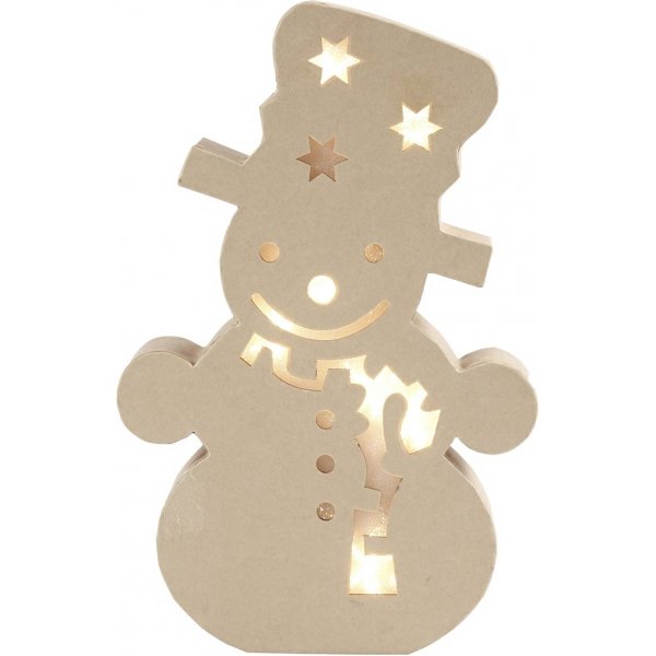 Pappfigur mit eingebautem Licht - Schneemann - 5 cm Pappfigur mit eingebautem Licht - Schneemann - 5 cm