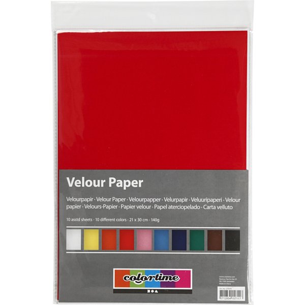 Velourspapier - gemischte Farben - A4 - 10 Blatt Velourspapier - gemischte Farben - A4 - 10 Blatt