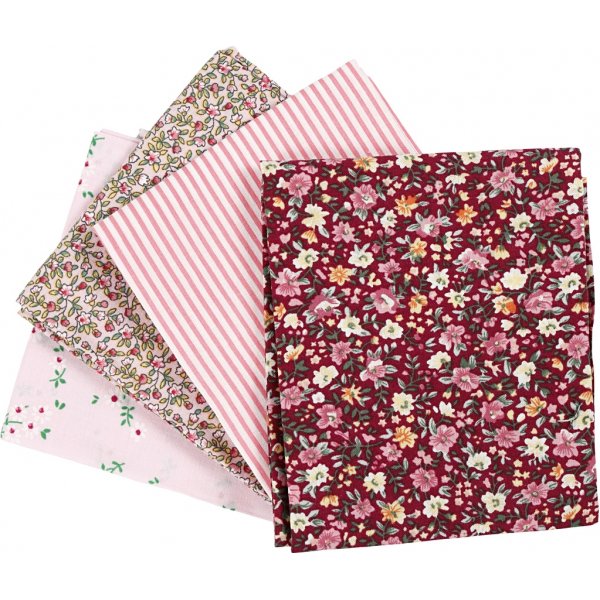 Patchworkstoff - rosa - 4 Stk Patchworkstoff - rosa - 4 Stk
