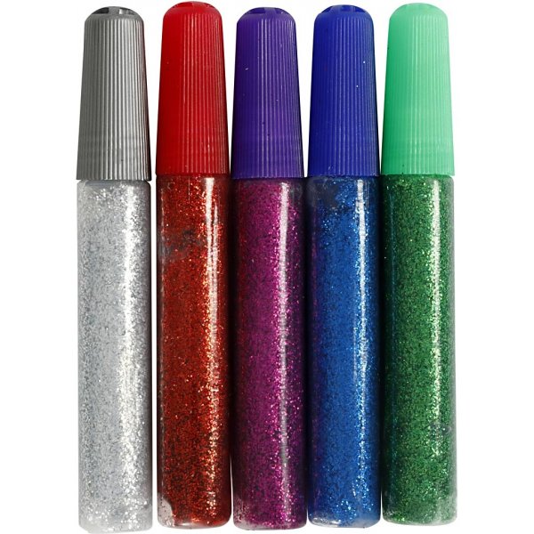 Glitzerkleber - gemischte Farben - 5 x 10 ml Glitzerkleber - gemischte Farben - 5 x 10 ml