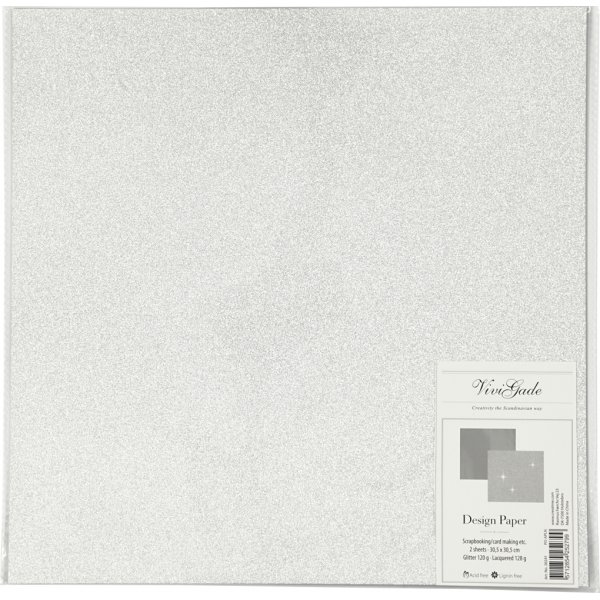 Vivi Gade Designpapier - Silber - 2 Blatt Vivi Gade Designpapier - Silber - 2 Blatt