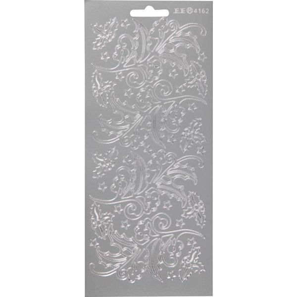 Aufkleber - Silber - Stechpalme - 10 x 23 cm
