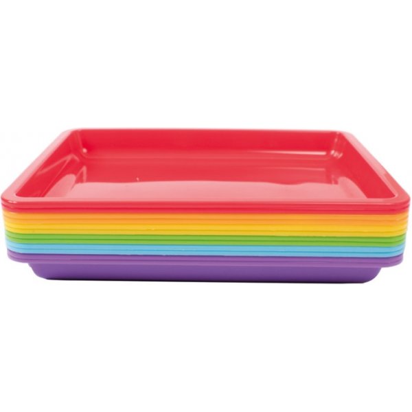 Kunststofftablett 28 x 22 x 3 cm, 6 Farben, 12 Stk Kunststofftablett 28 x 22 x 3 cm, 6 Farben, 12 Stk