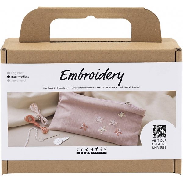 Mini DIY Kit Stickerei - staubige Rose - Umschlagtasche
