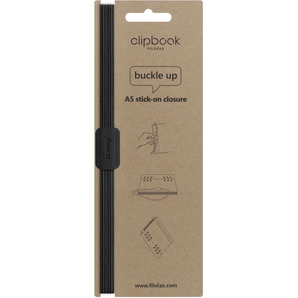 Selbstklebender Gummiverschluss fr Filofax Clipbook - A5 - Schwarz