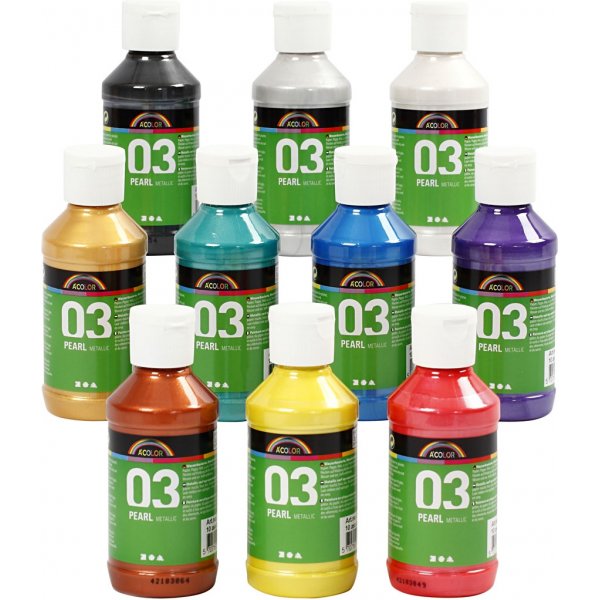 Schulfarbe Acryl - Metallic - Mischfarben - Metallic - 10 x 120 ml Schulfarbe Acryl - Metallic - Mischfarben - Metallic - 10 x 120 ml