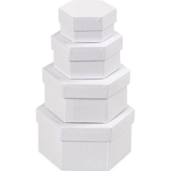 Sechseckige Boxen - weiß - 4 Stk Sechseckige Boxen - weiß - 4 Stk