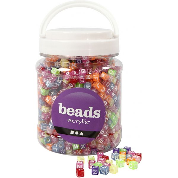 Buchstabenperlen - gemischte Farben - 7x7 mm - ca. 1950 Stk Buchstabenperlen - gemischte Farben - 7x7 mm - ca. 1950 Stk