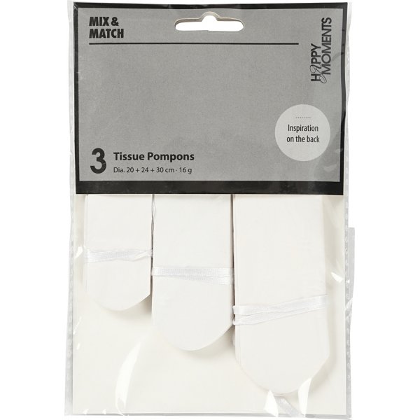 Papierpompons - weiß - 3 Stk Papierpompons - weiß - 3 Stk