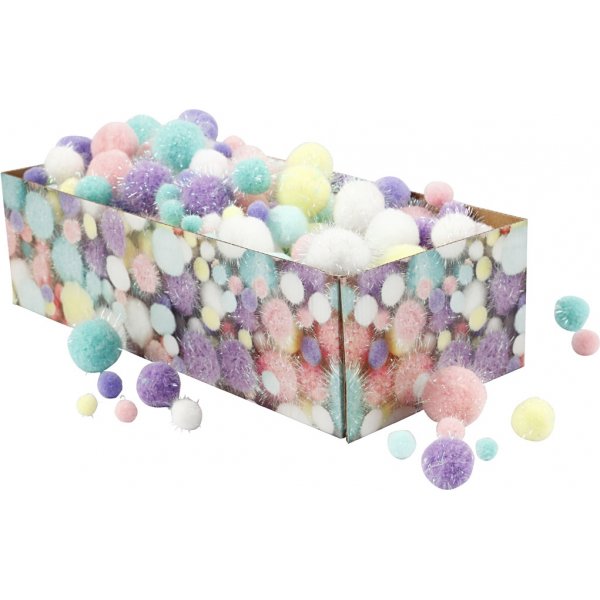 Pompons - Pastellfarben - Glitzer - 400 g Pompons - Pastellfarben - Glitzer - 400 g